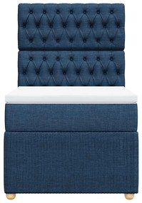 Cama com molas/colchão 90x200 cm tecido azul