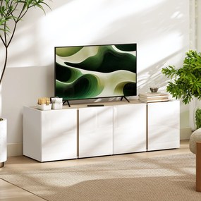 Móvel para televisão com 4 portas com fecho amortecido, prateleira ajustável e passagem para cabos, 135 x 38 x 45 cm, branco
