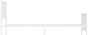 Estrutura de cama com cabeceira e pés 107x203 cm metal branco