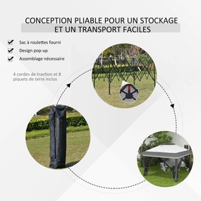 Tenda de jardim pop-up dobrável em aço e poliéster com redes mosquiteiras + saco de transporte com rodas cinzento