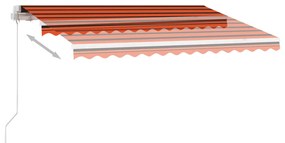 Toldo retrátil manual independente 350x250cm laranja e castanho