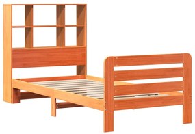 Cama sem colchão 75x190 cm madeira de pinho maciça castanho-mel