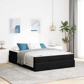 Estrutura da Cama com armazenamento Preto 140 x 200 cm Veludo