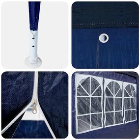 Tenda para festas com 10 lados azuis 6x4 m PE