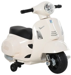 HOMCOM Mota Elétrica Vespa para Crianças com Farol e Buzina 66,5x38x52 cm Branco