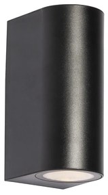 Candeeiro de parede exterior moderno em plástico preto oval 2 luzes - Baleno