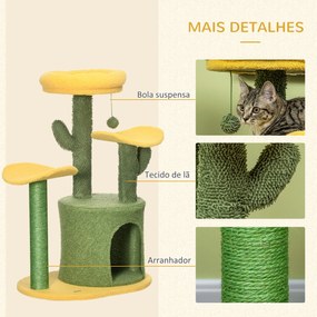 PawHut Árvore Arranhador para Gatos em Forma de Cacto Altura 83cm Torr