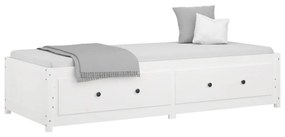 Sofá-cama de solteiro 90x190 cm madeira de pinho maciça branco