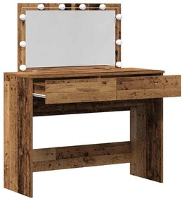 Mesa de Maquiagem com LED Madeira Velha 100x40x120 cm