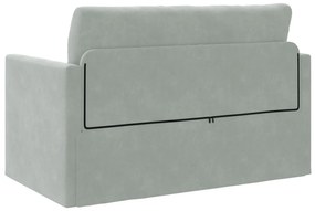 Sofá Cama de Chão 2-em-1 Cinza Claro 124x204x61 cm Veludo