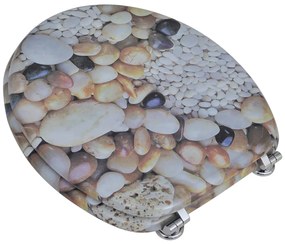 Assentos de sanita com tampas 2 pcs MDF seixos