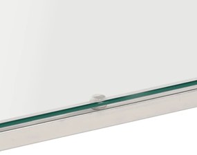 Mesa de centro aço inoxidável e vidro temperado prateado