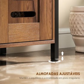 Móvel Casa de Banho para Lavatório Pousar (NÃO INCLUIDO) 60x30x60 cm com 2 Portas de Ripas com Fecho Magnético para Lavatórios sem Pedestal Castanho R