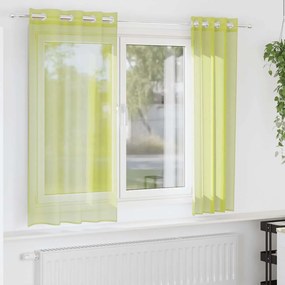 vidaXL Cortinas de voile com ilhós 2 pcs verde-maçã 140x140 cm