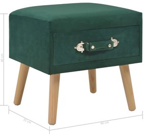 Mesa de cabeceira 40x35x40 cm veludo verde