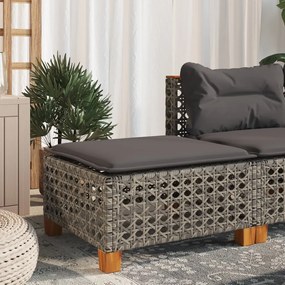 vidaXL Banco de jardim com almofadão 63,5x56x32 cm vime PE cinzento