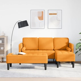 Conjunto de Sofá de 2 Peças com Almofadas Tecido Amarelo Escuro