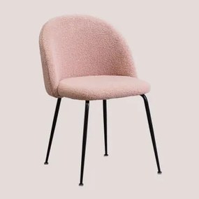 Pack de 4 Cadeiras de Jantar em Chenille Kana Design Cor-De-Rosa & - Sklum