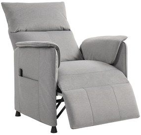HOMCOM Poltrona Relax Reclinável Elétrica com Função Memória Apoio para Pés Controlo Remoto e Bolsos Laterais 80x83x104 cm Cinzento