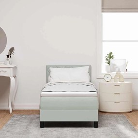 Cama Box Spring com Colchão e Luz LED Cinza Claro 80x200 cm Veludo