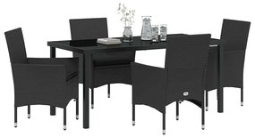 Conjunto de Jantar Jardim 5 Peças com Almofadas em Rattan Sintético Pr