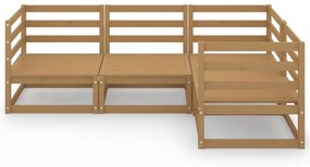 4 pcs conjunto lounge de jardim pinho maciço castanho mel