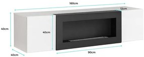 Armario colgante con chimenea  modelo Kaira lumbre (160x40cm) en negro