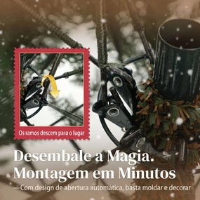 Árvore de Natal Artificial 210 cm com 2641 Ramos e Base Metálica Dobrável Realista e Frondosa Verde