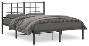vidaXL Estrutura de cama com cabeceira 140x190 cm metal preto