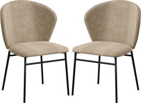 Conjunto de 2 cadeiras de sala de jantar (MESA NÃO INCLUIDA) com assento estofado em tecido com efeito de linho, pés de aço estáveis, design moderno,