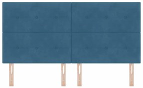 Cabeceira LED vidaXL Azul Escuro 90 cm Veludo