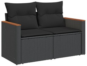 Conjunto de Sofás Jardim de 11 Peças com Almofadas Preto de Rattan Pol