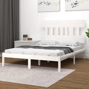 Estrutura de cama dupla 135x190 cm madeira maciça branco