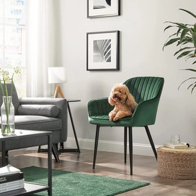 Cadeira de jantar estofada com braços | SONGMICS | 60 x 60 x 84 cm | verde | LDC087C01V1.