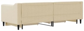 Sofá-cama com gavetão e gavetas 80x200 cm tecido cor creme