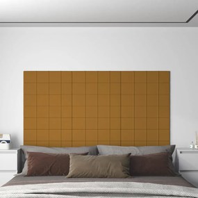 Painel de parede 12 pcs 60x15 cm veludo 1,08 m² castanho