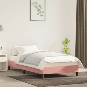 Estrutura de cama 90x190 cm veludo rosa