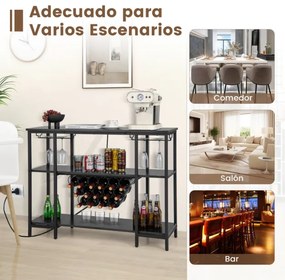 Garrafeira armario de cozinha com estação de carregamento 2 suportes para 15 garrafas Estantes industriais para cozinha doméstica 113 x 35 x 85 cm Cin