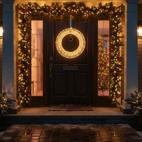 Luz pendente de Natal Coroa de flores Prateado 45cm incl. LED IP44 - Nawa