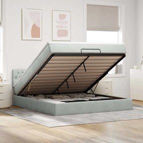 vidaXL Estrutura de cama otomana com colchão 180x200 cm cinzento claro