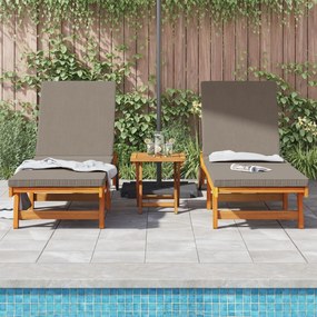 Camas de Sol vidaXL 2 pcs com Rodas e Almofada de Madeira Sólida de Ac