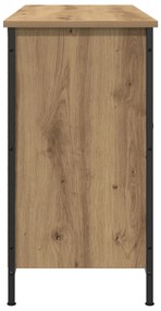 Armário de TV vidaXL Preto Carvalho 101x35x65 cm Madeira Ing. e Aço