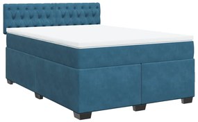 Cama com molas/colchão 160x200 cm veludo azul