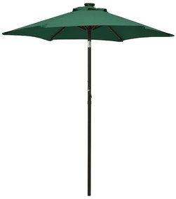 Guarda-sol de jardim com luzes LED 200x211 cm alumínio verde