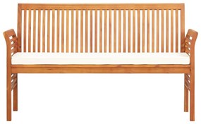 Banco de jardim 3 lugares c/ almofadão 150 cm acácia maciça