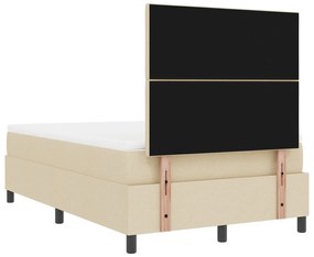 Cama com Caixa de Molas e Colchão &amp; LED Creme 120x200 cm Tecido