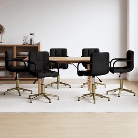 vidaXL Cadeira de jantar giratórias 6 pcs veludo preto