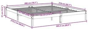 Cama extra longa sem colchão 200x210 cm pinho maciço branco