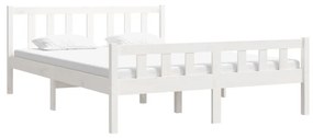 Estrutura de cama casal 135x190 cm madeira maciça branco