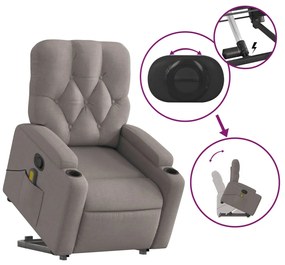 Poltrona elevatória de massagens tecido cinzento-acastanhado